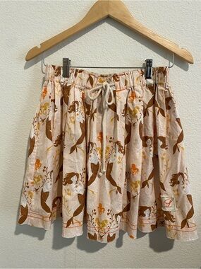 Lema Pink Skirt with Brown & Orange Mermaid Print